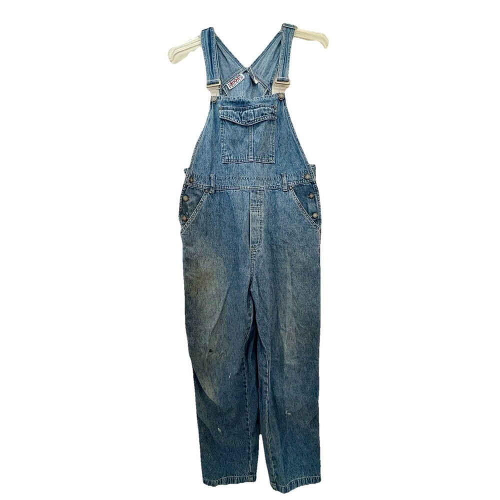 Vintage Ladies BILL BLASS Blue Denim Bib Overalls  1990s Y2K Carpenter Size M